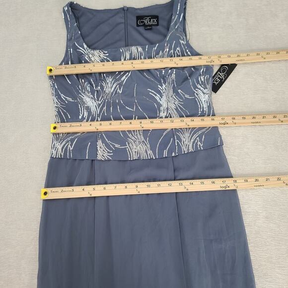 Alex Evenings Angela Firework Sequin Dress Steel Blue SZ 10 Formal Party Wedding - Picture 7 of 10